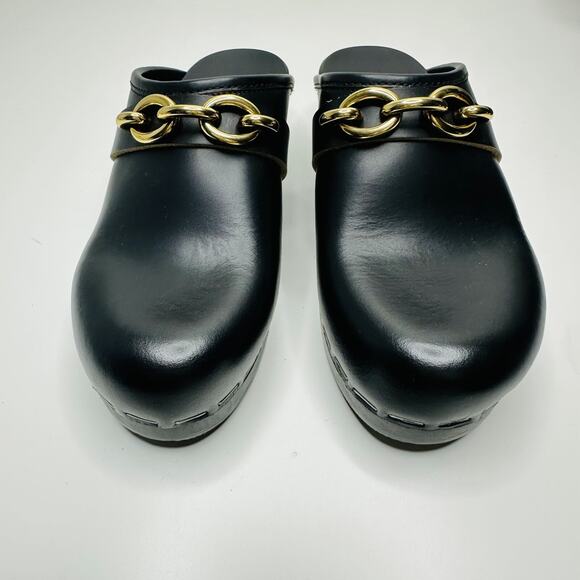 NIB Saint Laurent YSL Le Maillon EU 37 US 7 Chain Clogs Black Leather Shoes $945 - Picture 11 of 15